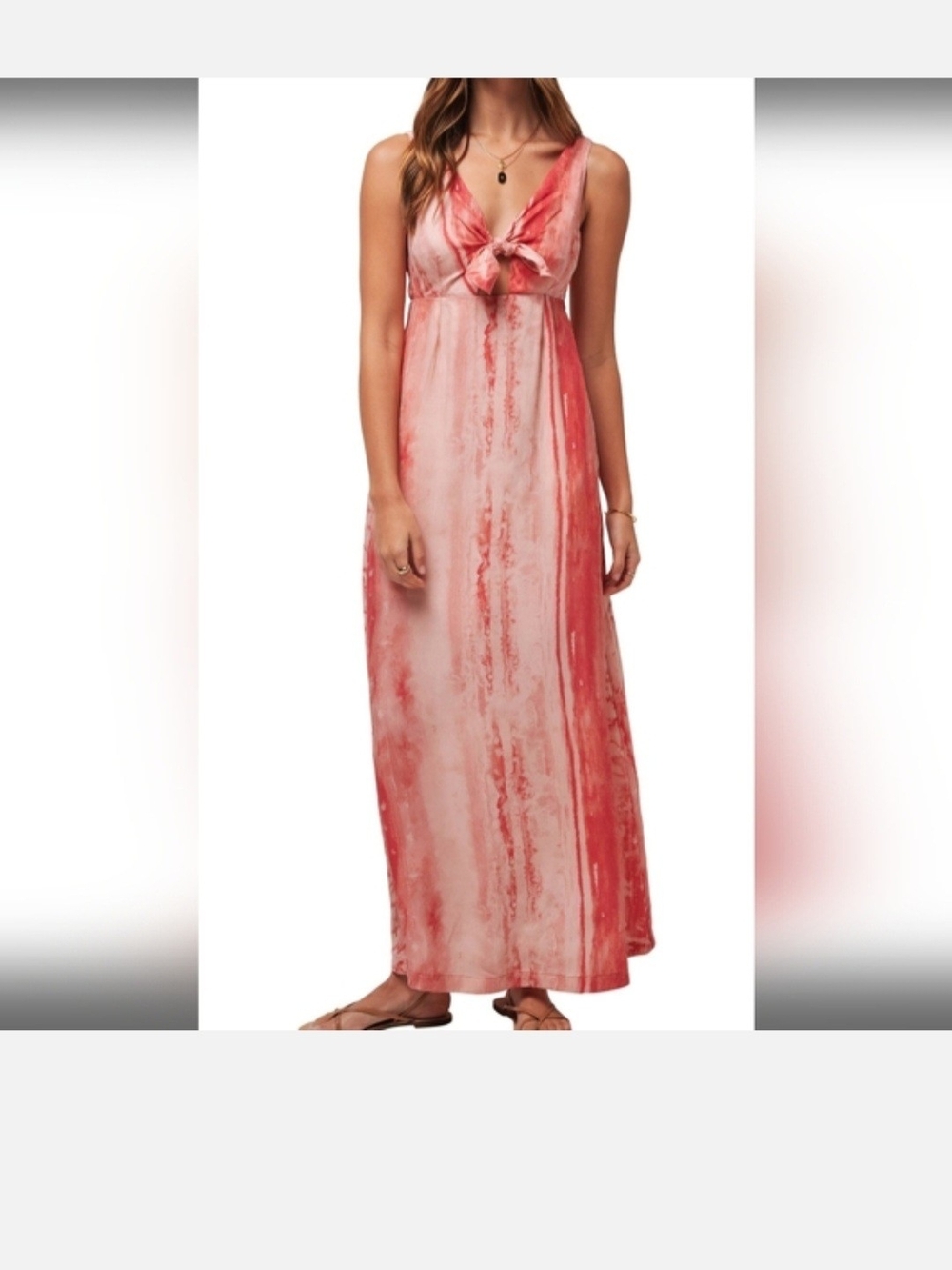 Travis Mathew Coral-Pink Tie-Front Maxi Dress